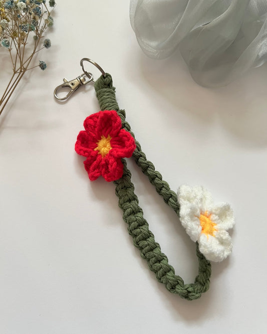 Flower Macrame Wristlet Keychain